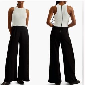 57. Ted Baker $$395 Toveli Racerback Wide Leg black and white Jumpsuit